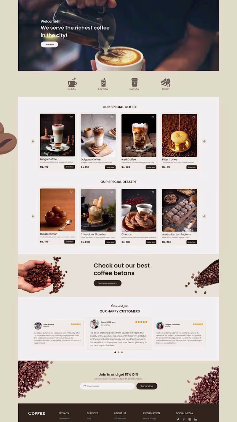 Cover image for Coffee Shop Landing Page Design 