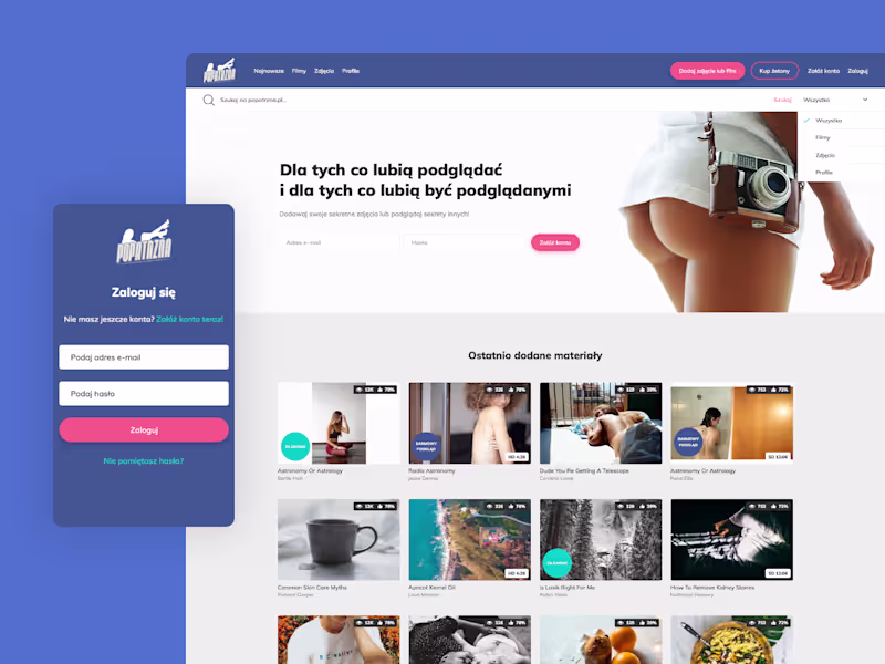 Cover image for UI/UX design for niche erotic website