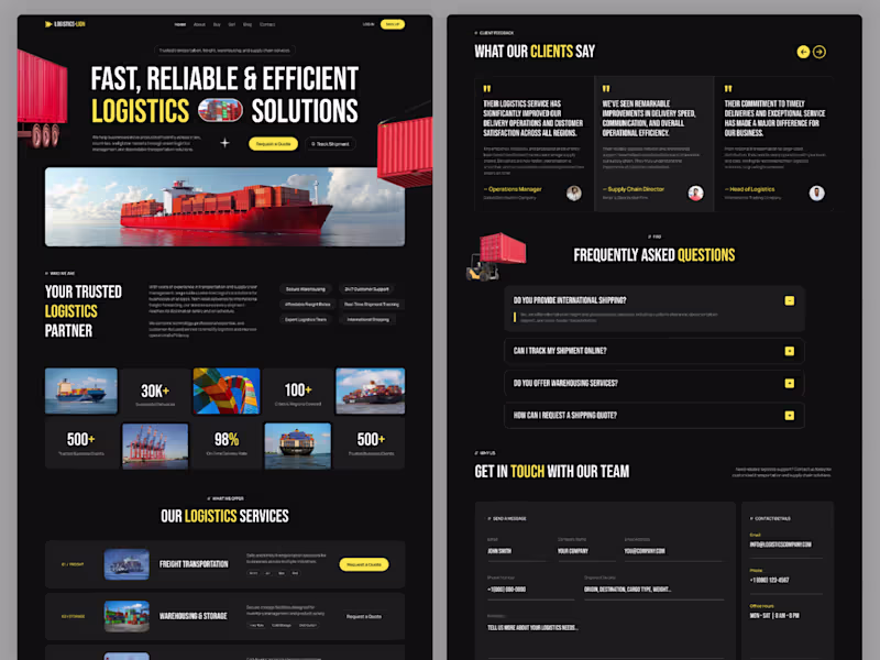 Cover image for Logistics-Lion — Dark Logistics Website