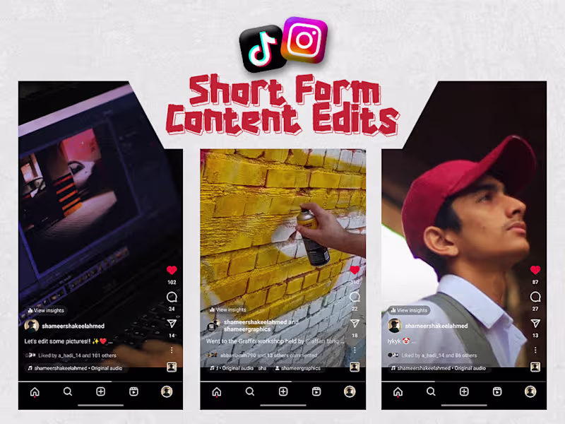 Cover image for Short-form content Editing (Shorts/Insta Reels/TikToks)