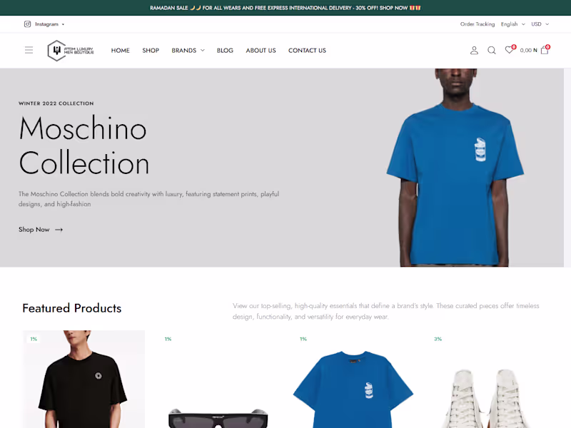 Cover image for Atom Luxury Boutique – Your No 1 Stop Shop for Men Wears