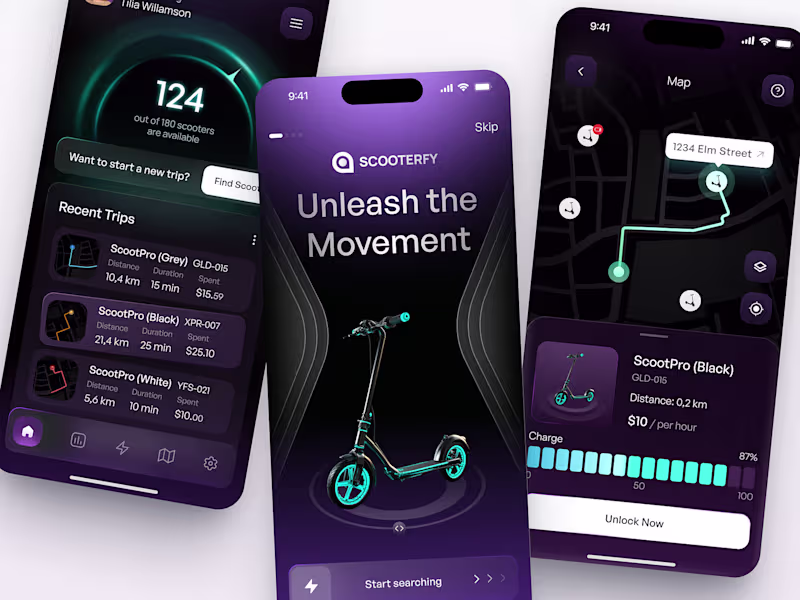 Cover image for Futuristic E-Scooter Rental App Design