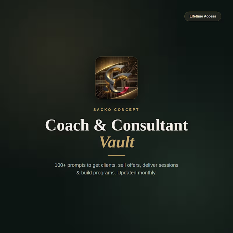 Cover image for Coach & Consultant Vault — AI Prompt Tool