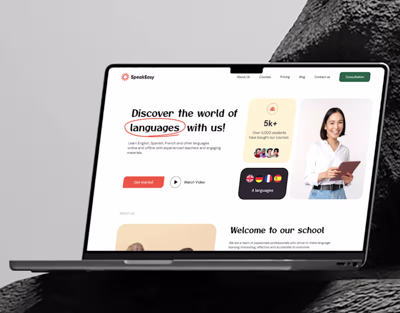 Cover image for Speak Easy : UI/UX Design | Language School Design