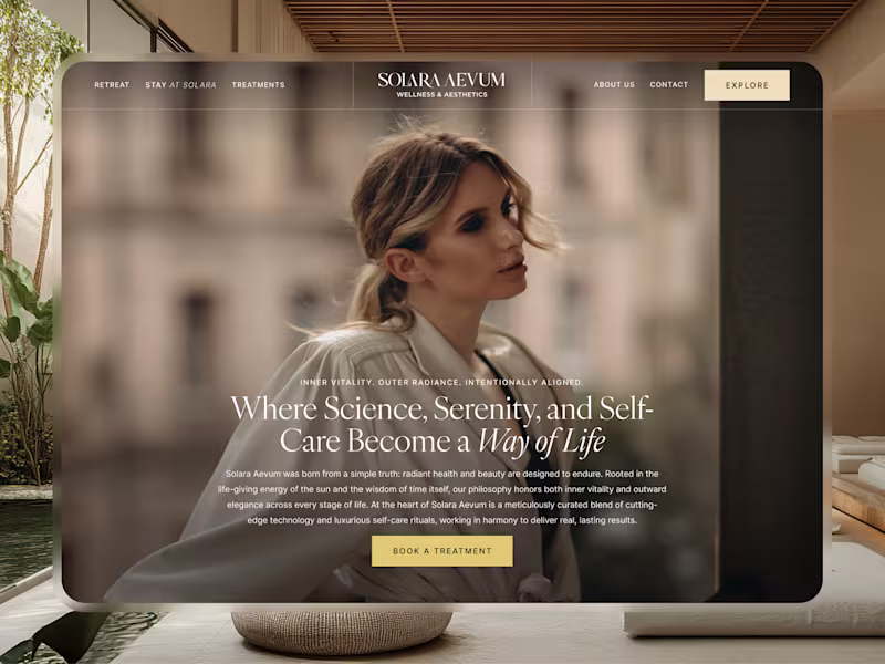 Cover image for Solara Aevum | Wellness & Aesthetics Homepage Design