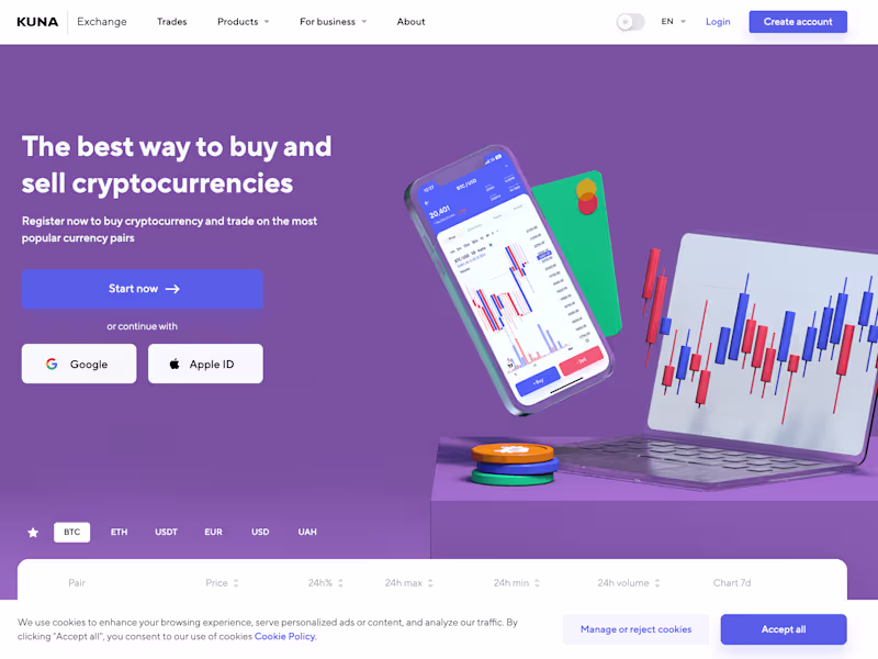 Cover image for Cryptocurrency exchange platform (kuna.io)