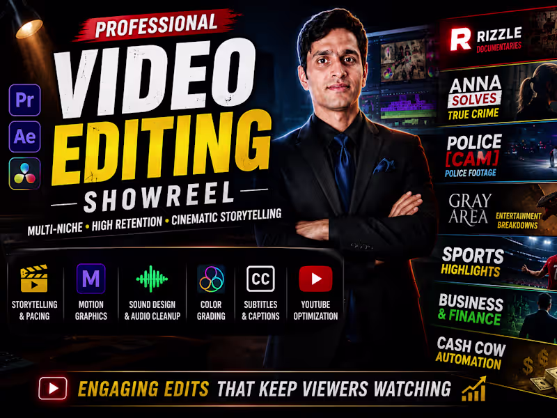 Cover image for Multi-Niche YouTube Video Editing Showreel