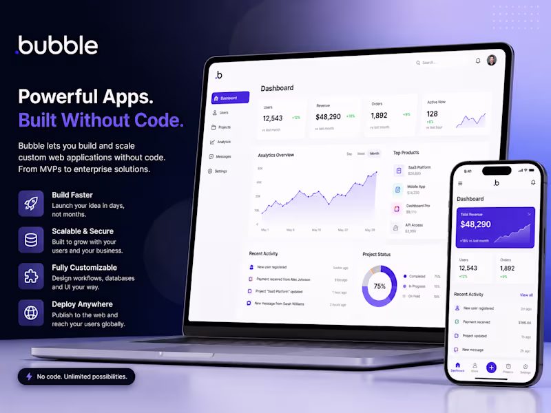 Cover image for I Will Build Custom Web Apps & SaaS Products with Bubble