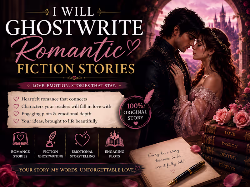 Cover image for I Will Ghostwrite Romantic Fiction Stories