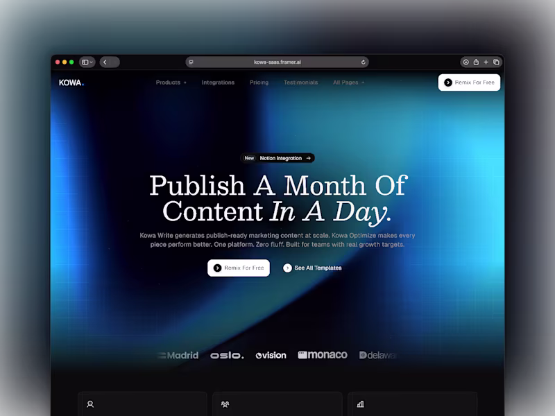 Cover image for Kowa: AI Content Platform Landing Page