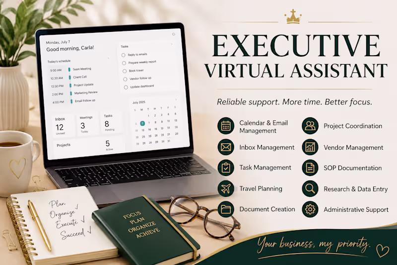 Cover image for Executive Virtual Assistant for Busy Founders & Small Businesses