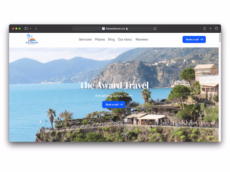 Cover image for The Award Travel | Landing Page + Logo