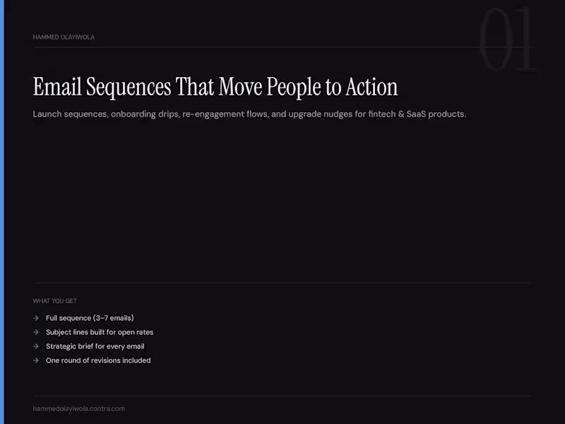 Cover image for Email sequences for fintech & SaaS products Description 