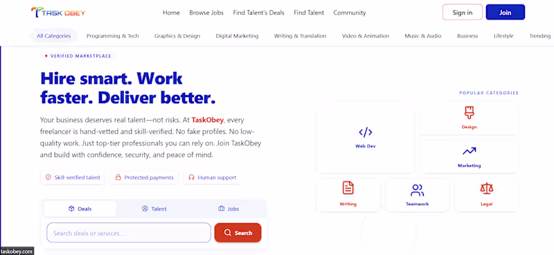 Cover image for TaskObey Freelance Marketplace my role