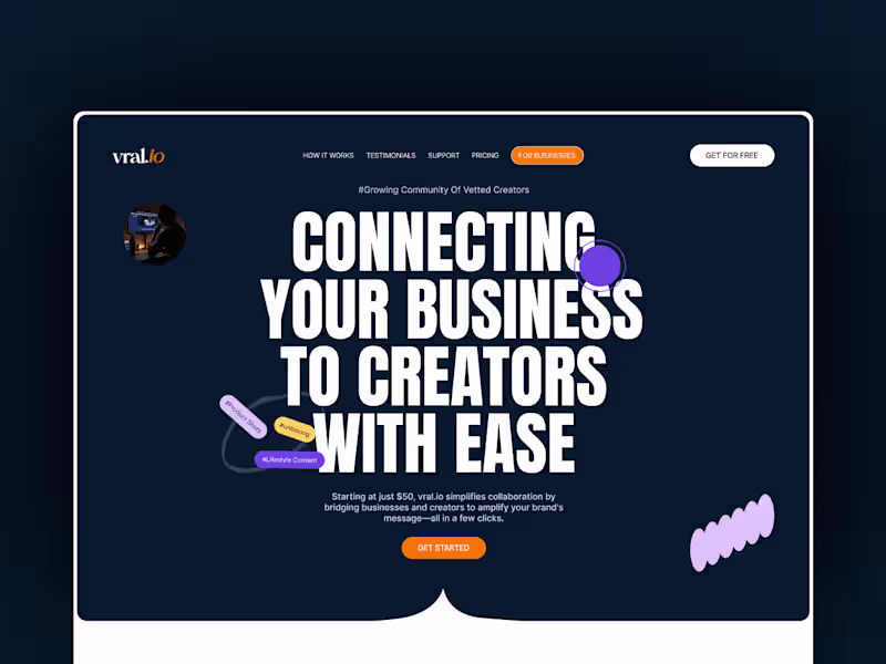 Cover image for UI/UX Design - B2C Creators Platform