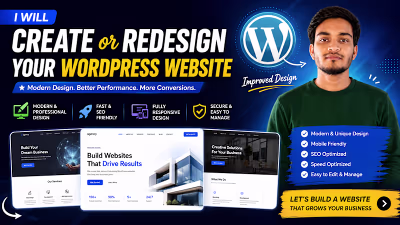 Cover image for I will create or redesign your WordPress website