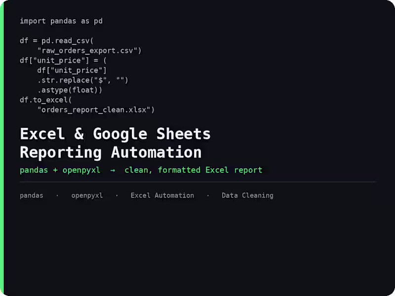 Cover image for Excel & Google Sheets Reporting Automation