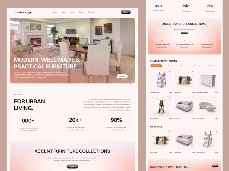Cover image for High-Converting E-commerce UI for Luxury Furniture Brand