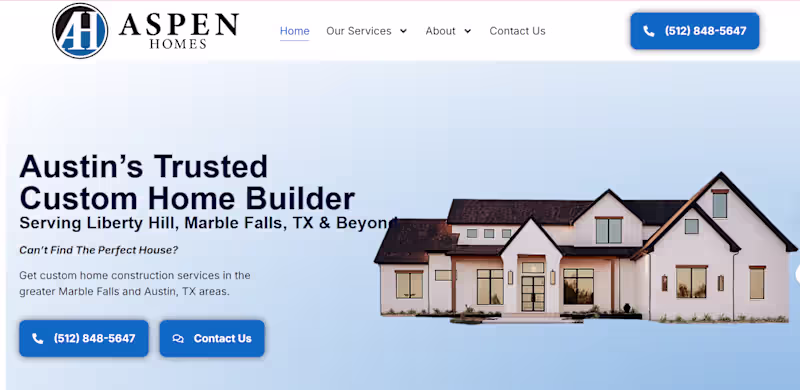 Cover image for homebuilder website using website