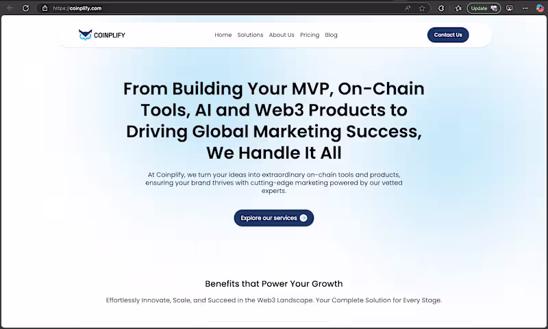 Cover image for Coinplify - Web3 Software Devlopment agency website
