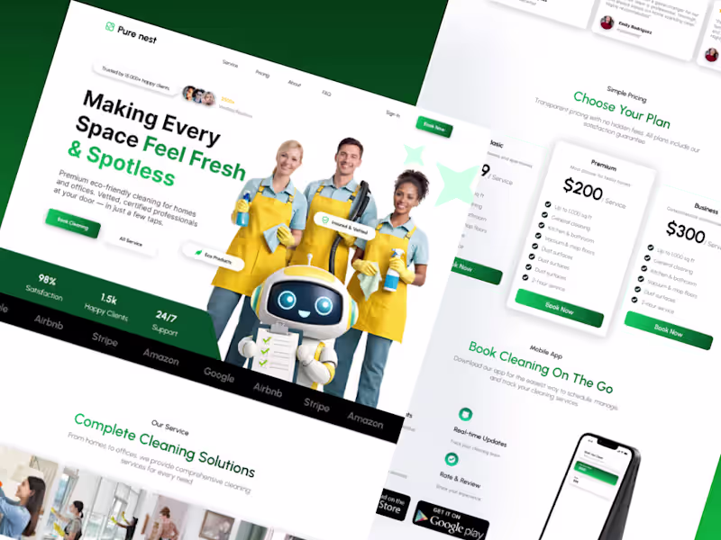 Cover image for Cleaner serivce Landing page