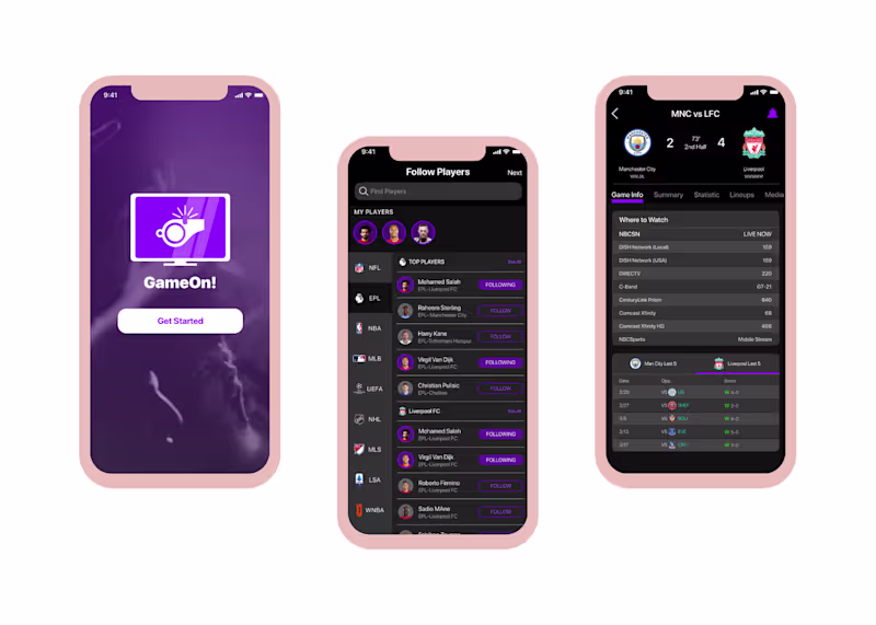 Cover image for GameOn! - UX/UI Mobile — Danny P. Babish