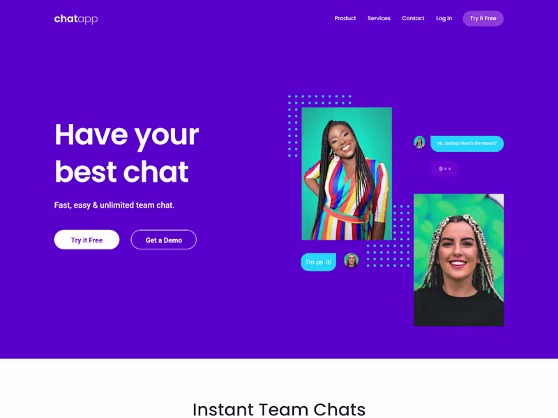 Cover image for Chat App Landing Page Design
