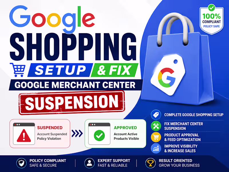 Cover image for Google Shopping Setup and Fix Google Marchant Center suspension