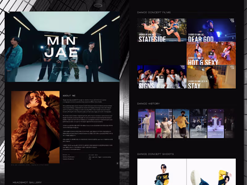 Cover image for MinJae — Dancer Portfolio Website