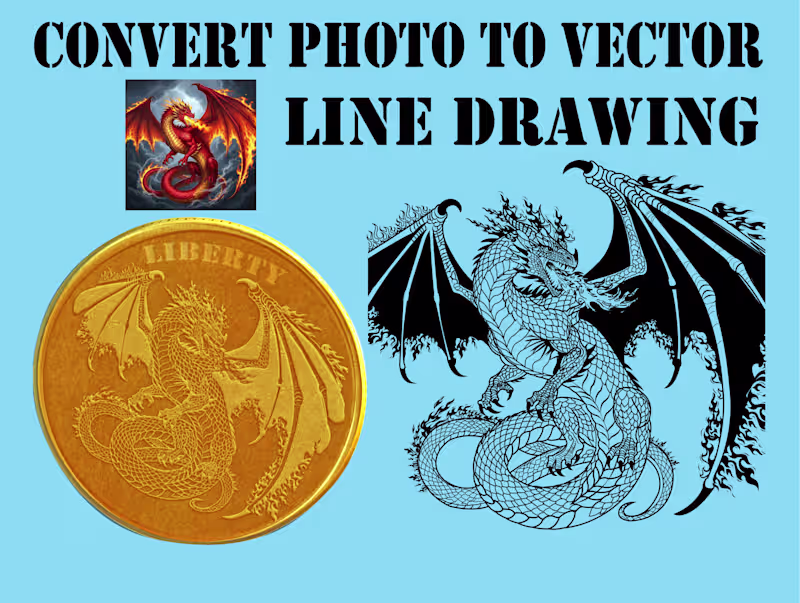 Cover image for convert photo to vector line drawing DXF with any format and...