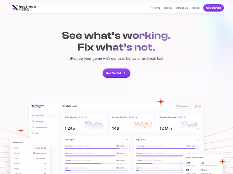 Cover image for HeatmapHero - Advanced User Behavior Analytics Tool