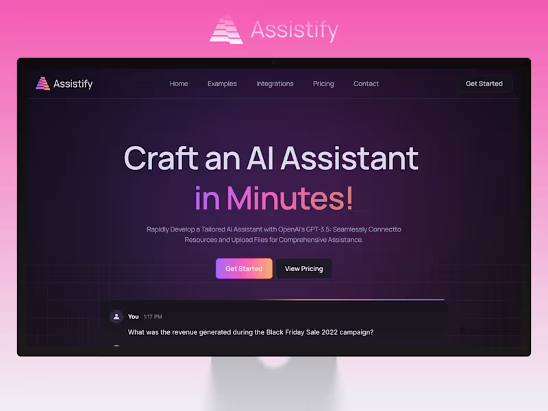 Cover image for Assistify - AI SaaS & Startup Template Design
