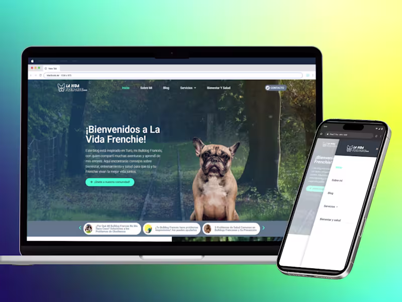 Cover image for Sitio Web para Comunidad Canina: La Vida Frenchie