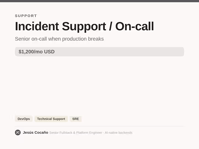 Cover image for Incident Support / On-call (monthly)