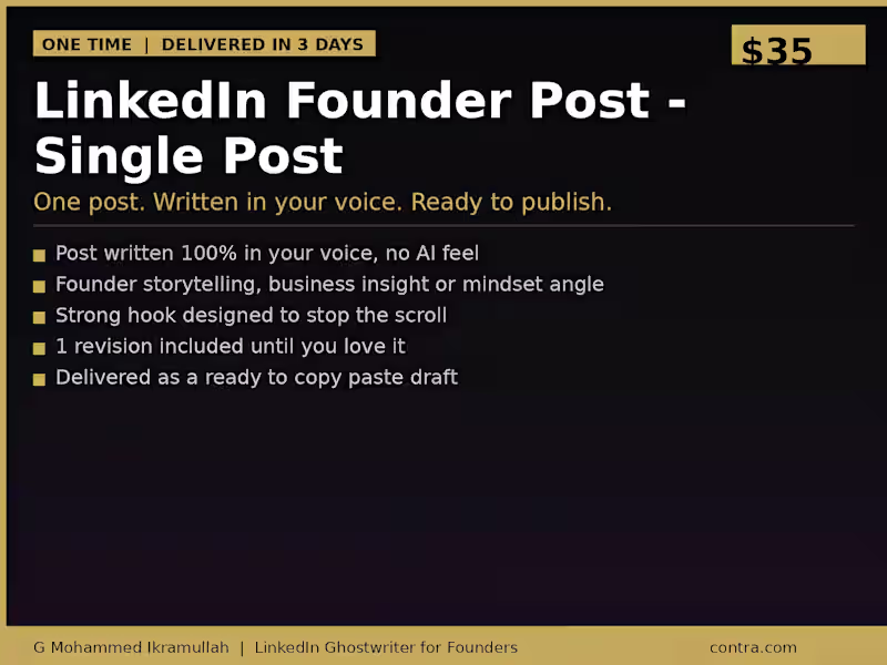 Cover image for LinkedIn Founder Post - Single Post