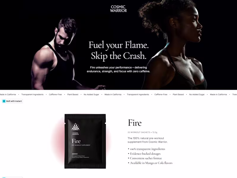 Cover image for Cosmic Warrior Homepage Development in Instant.so