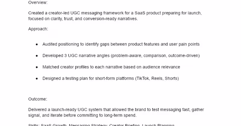 Cover image for UGC Messaging Framework for SaaS Launch