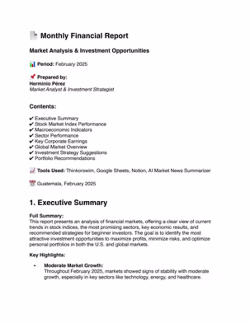 Cover image for Market Analysis & Investment Opportunities, Luis, february 2025
