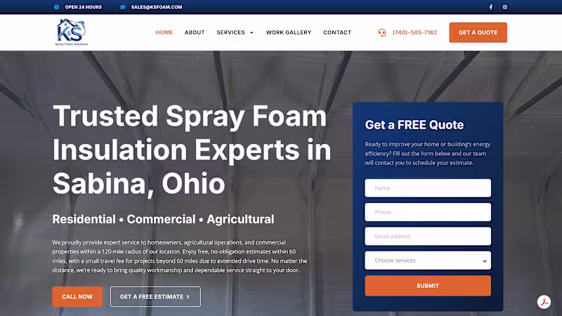 Cover image for K&S Spray foam Insulation Website.