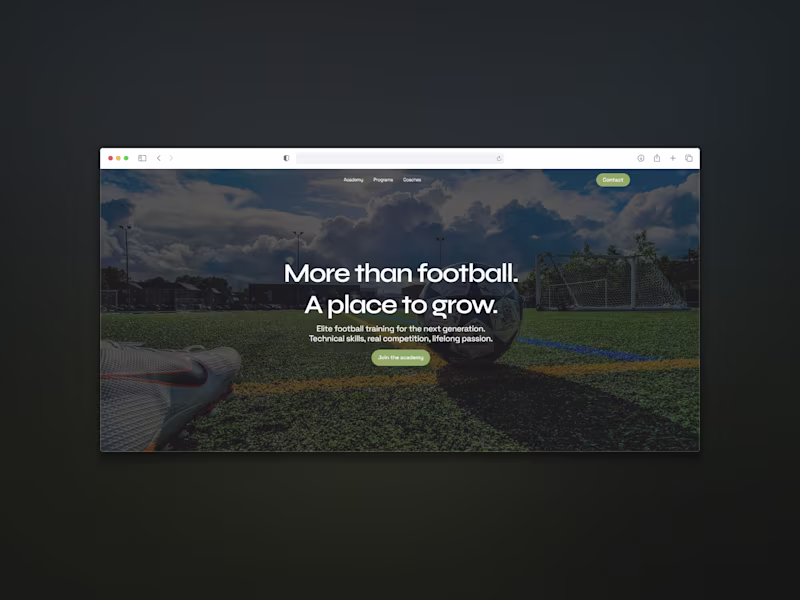 Cover image for Elite Youth Football Academy — Premium Sports Brand in Framer