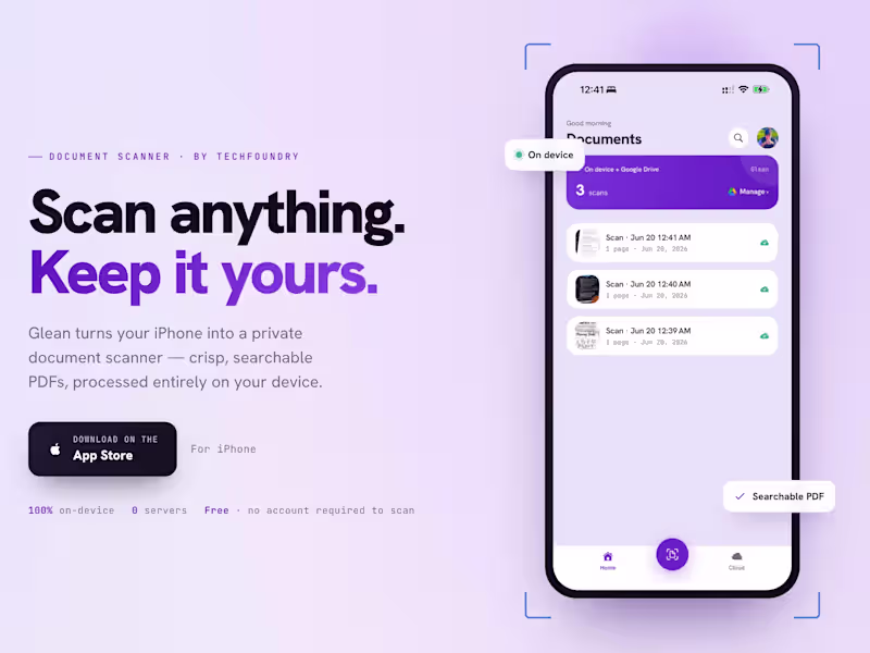 Cover image for Discover Glean: Your iPhone's Private Document Scanner App