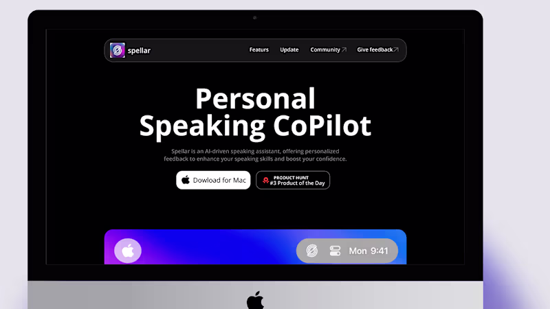 Cover image for Spellar an AI-driven speaking assistant. :: Behance