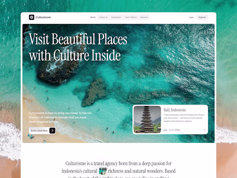 Cover image for Interactive Travel Agency Landing Page Design