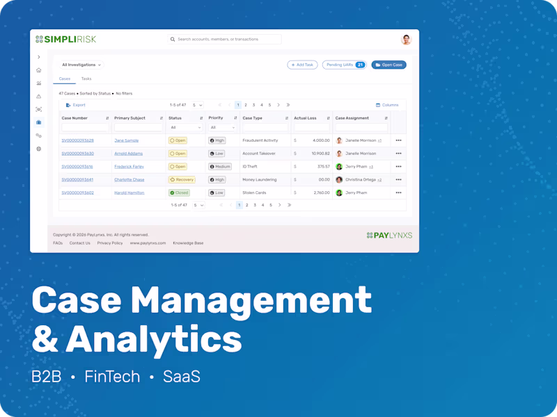Cover image for FinTech SaaS Case Management & Analytics