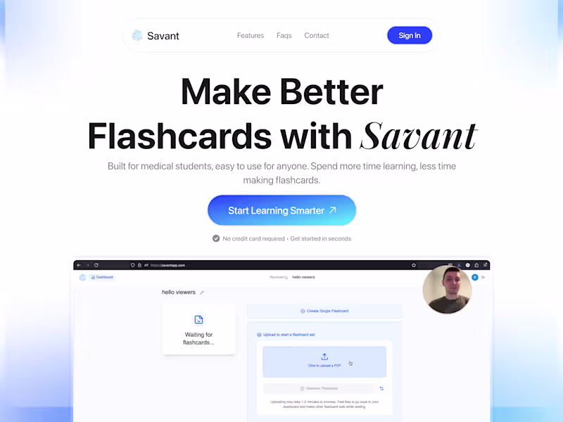 Cover image for 𝐒𝐚𝐯𝐚𝐧𝐭 𝐀𝐈 𝐏𝐨𝐰𝐞𝐫𝐞𝐝 𝐅𝐥𝐚𝐬𝐡𝐜𝐚𝐫𝐝 Website