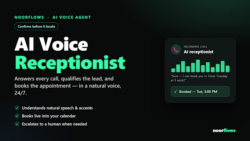 Cover image for AI Voice Receptionist — answers calls & books appointments
