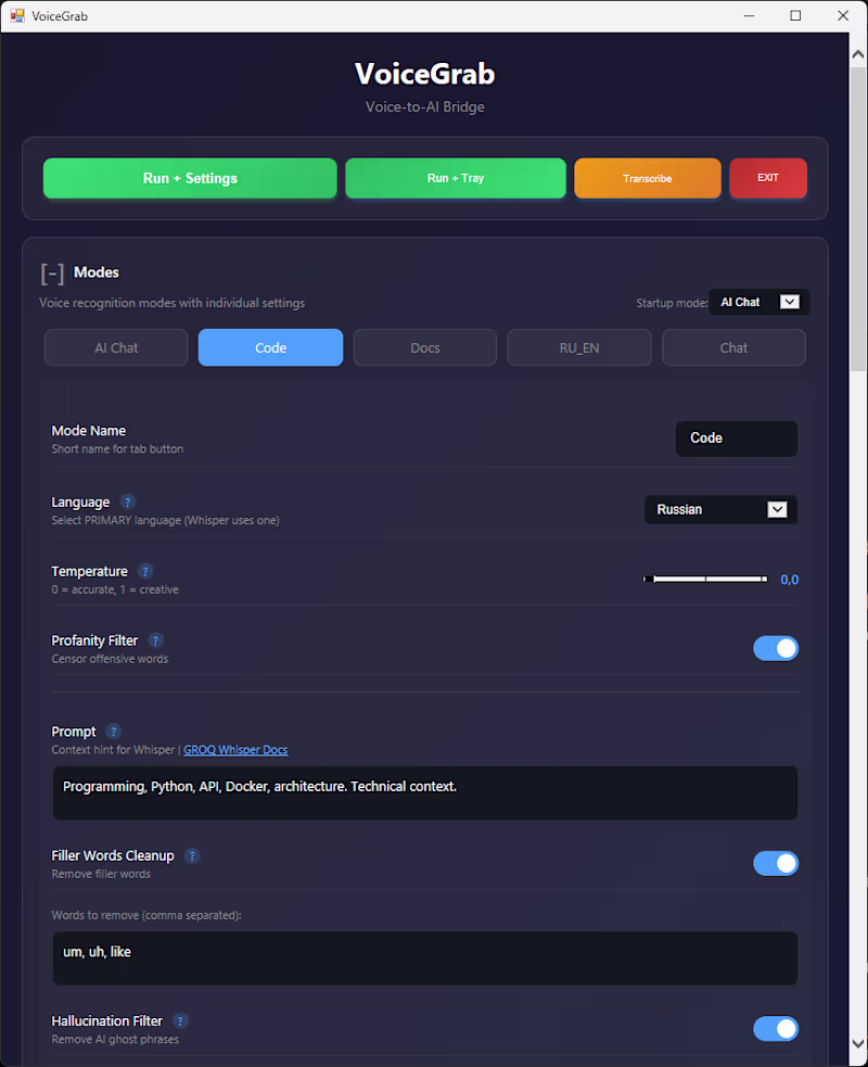Cover image for VoiceGrab: AI Voice-to-Text & Domain Translation App