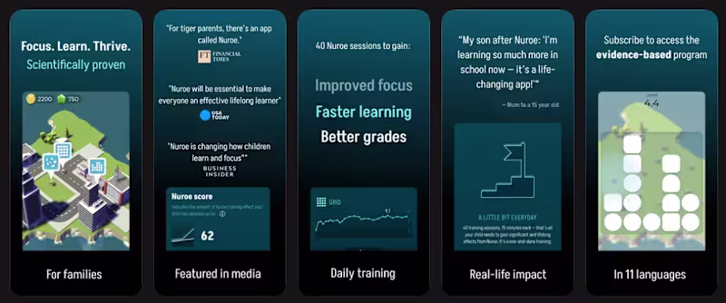 Cover image for Nuroe – Focus, Learn & Thrive | iOS Brain Training App