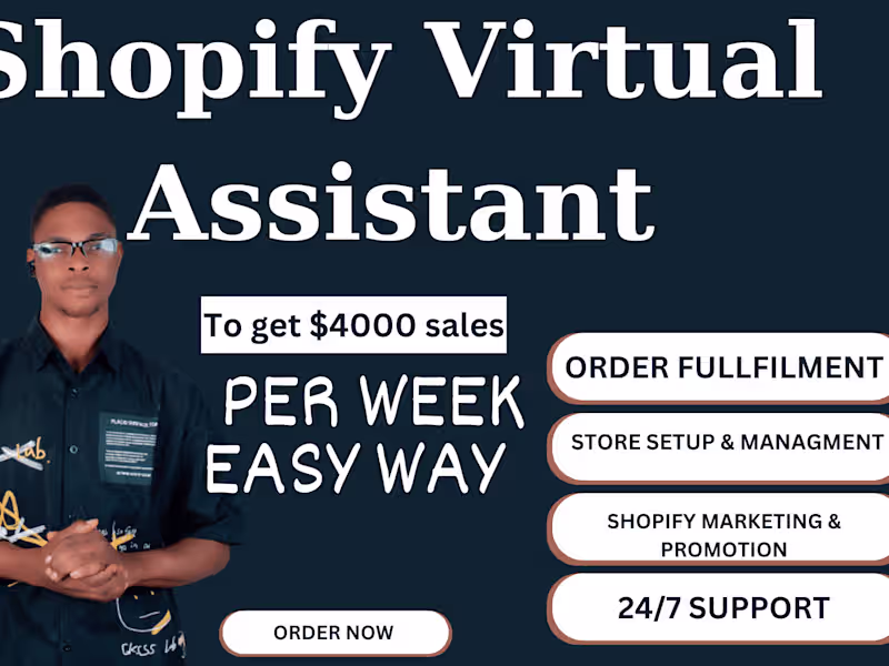 Cover image for Shopify virtual assistant, shopfiy marketing to boost website