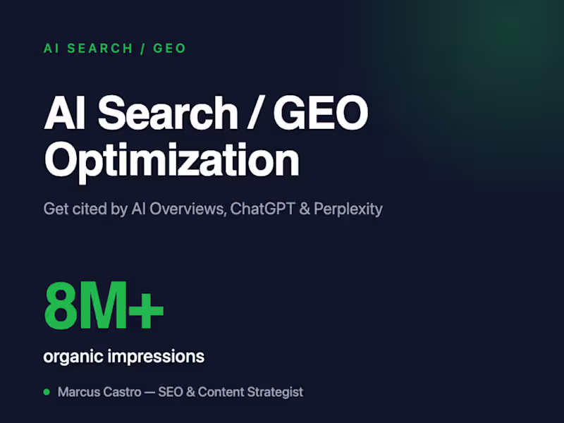 Cover image for AI Search / GEO Optimization: Get Cited by AI Overviews & ChatGP